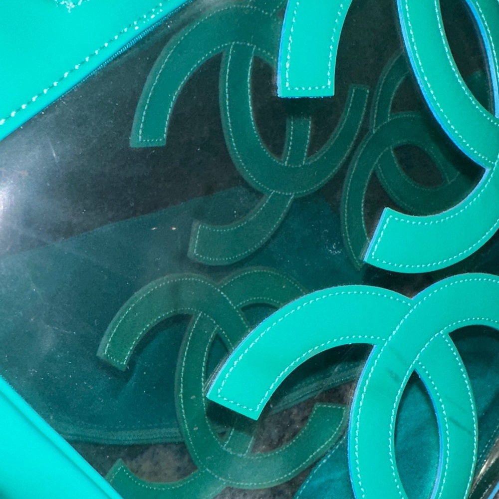 CHANEL triple C’s Teal Transparent Tote - Picture 5 of 10